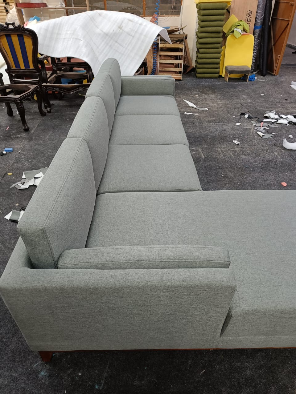 L Shape Sectional Luxury Sofa for Home Furniture Made in Marandi wood with Blend of Jute, Cotton and Polyester with High Density Foam Modern Sofa for Living Room