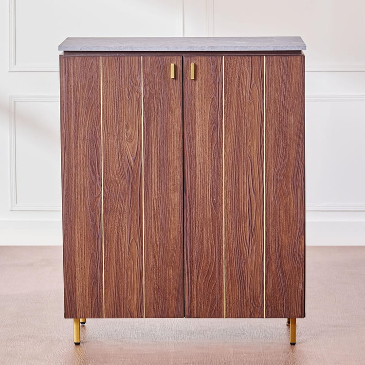 Wooden Shoes Storage Cabinet with Wooden Shelves, Soft-Close Hinges and Modern Style