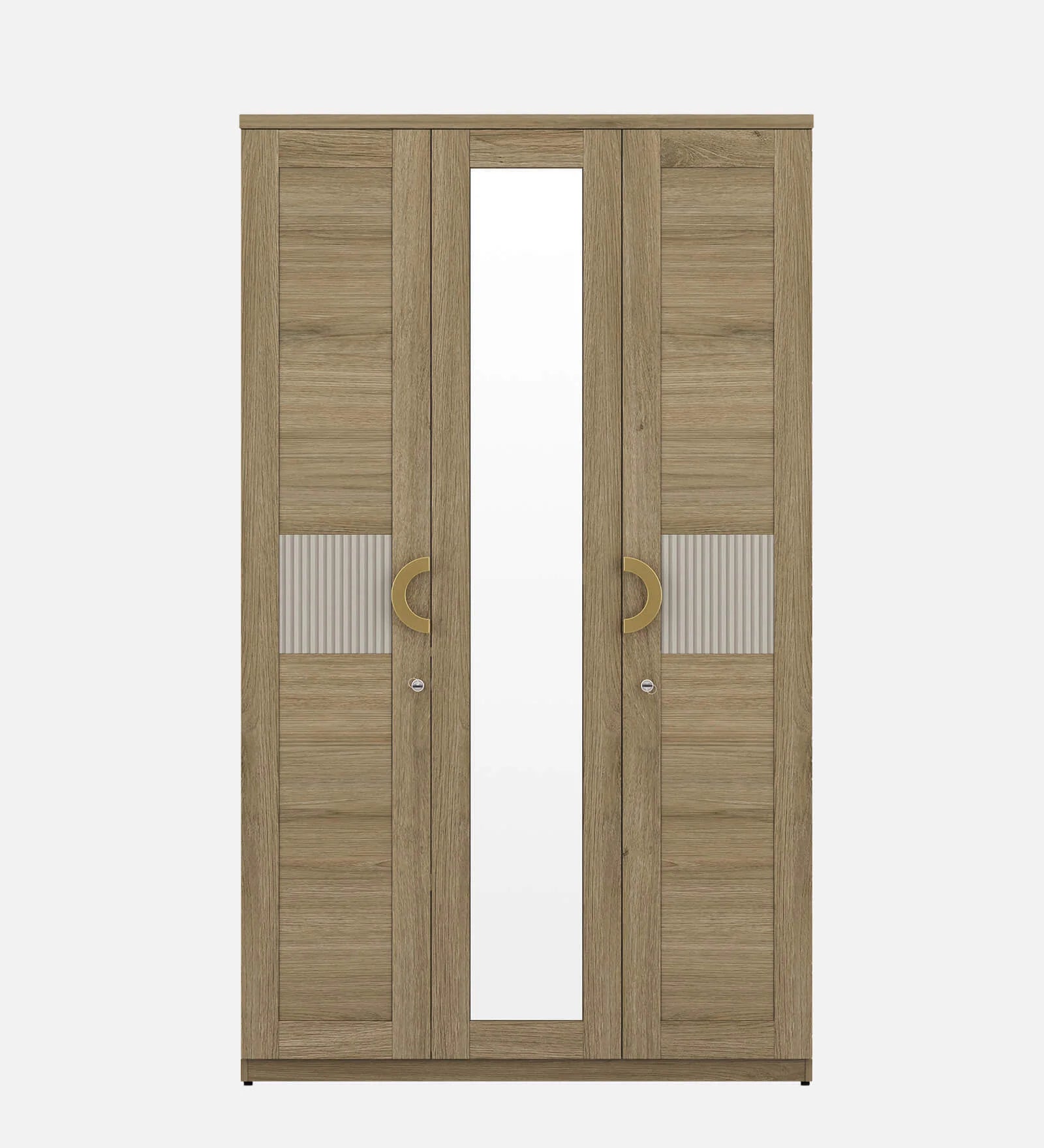 Wardrobe 3‑Door with Stylish Design, Drawers & Shelves, with Multi-Storage Options with Mirror