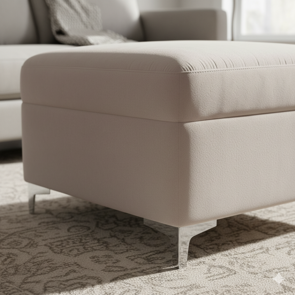 ফ্যাব্রিক গৃহসজ্জার সামগ্রী এবং কাঠের বেসে অটোমান