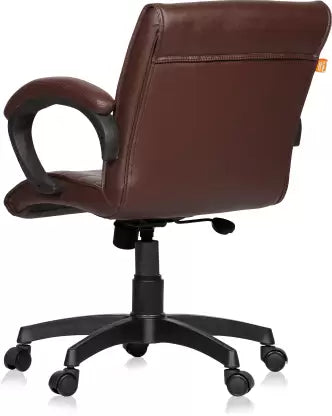 Executive Mid Back Office Chair with PU Leather Upholstery, Ergonomic Design, Adjustable Height, Swivel Base and Padded Armrests for Office