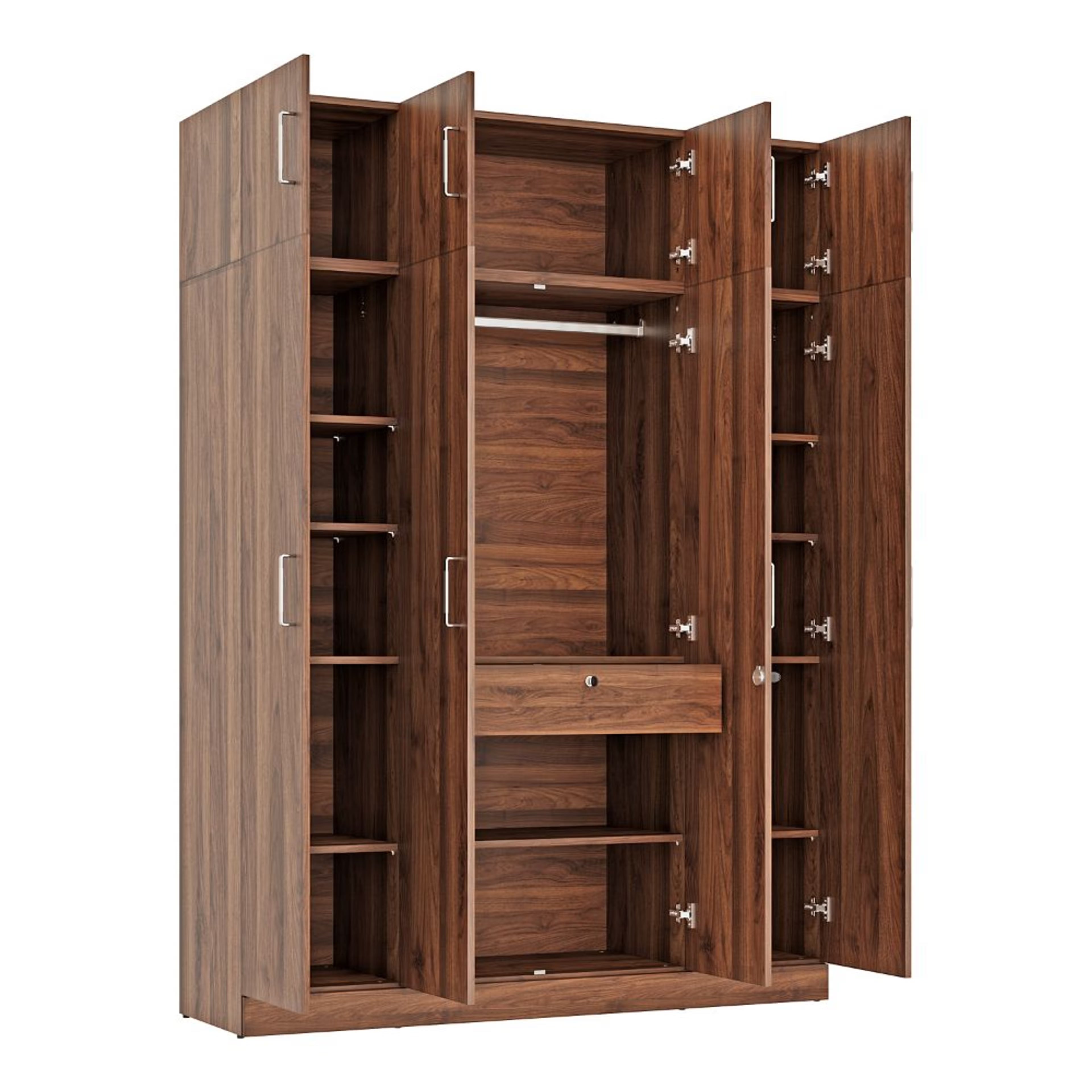 Wardrobe for Home Furniture Made in Particle Board & Matte Finish with 4 Door  and Mirror