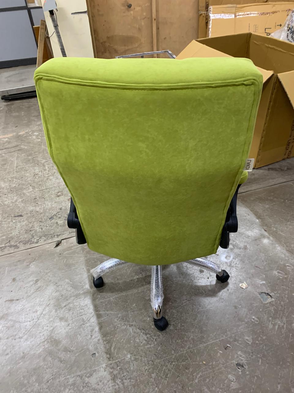 Comfortable Director Chair with Adjustable Armrest Upholstery in Velvet Light Beige (Super Soft)