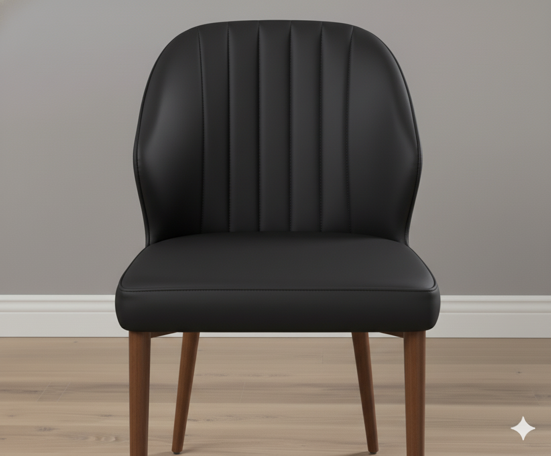 Modern Upholstered Dining Chair - Elegant Back Leatherette, Ergonomic Design for Home & Kitchen