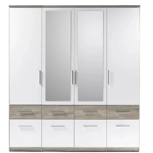 Wardrobe for Space-Expanding Elegance Premium-4 Doors Mirrored Wardrobe for Any Rooms.