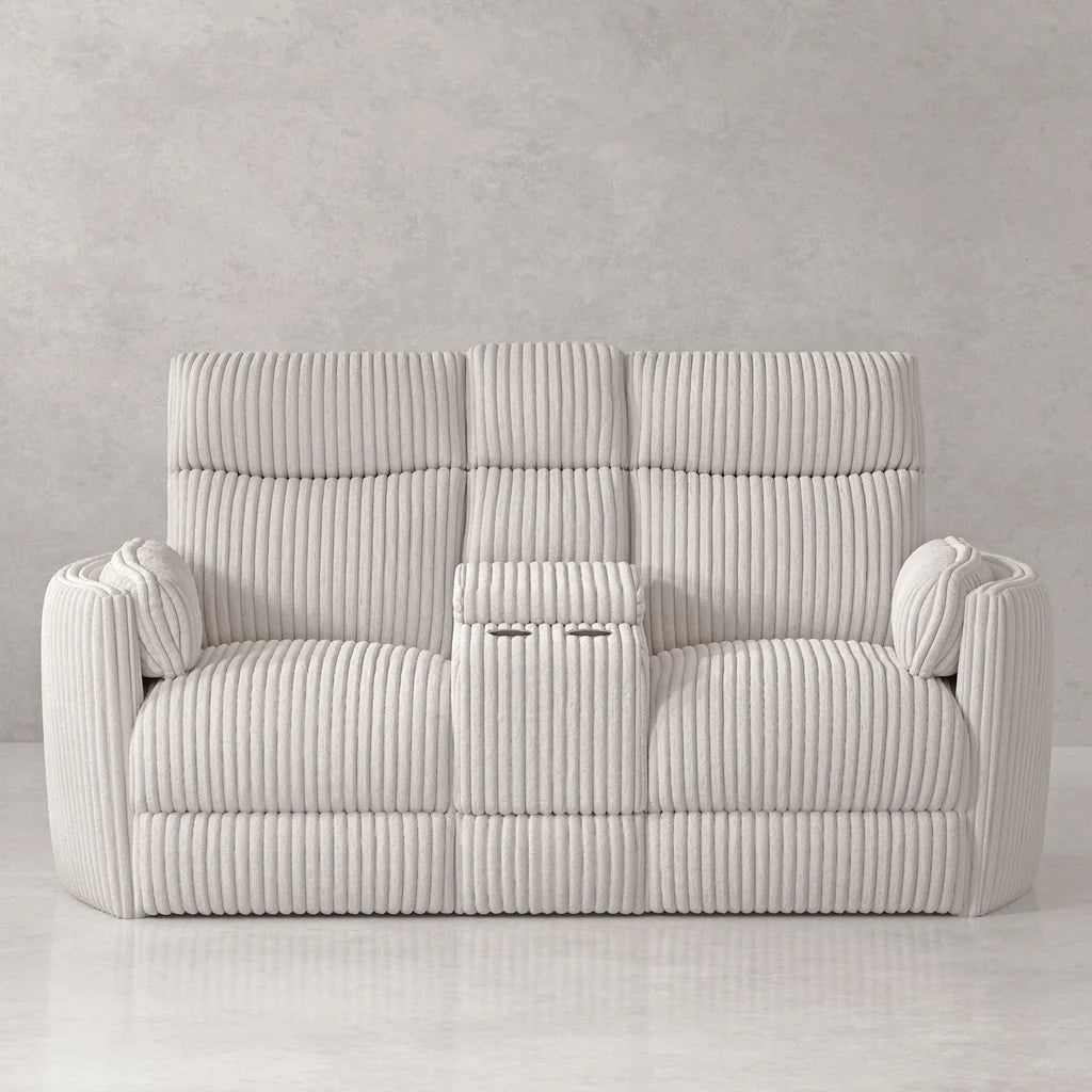 2 Seater Reclining Sofa Upholstery Polyester Comfortable Seating Luxury And Durable Design For Living Room -Ivory