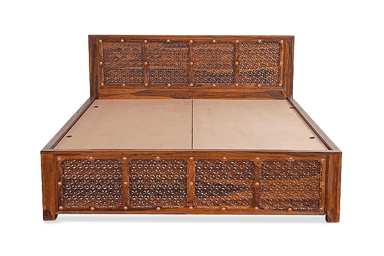 King Size Wooden Bed Luxury Design with Hydraulic Storage High-Quality Solid Wood Frame with Melamine Polish Finish