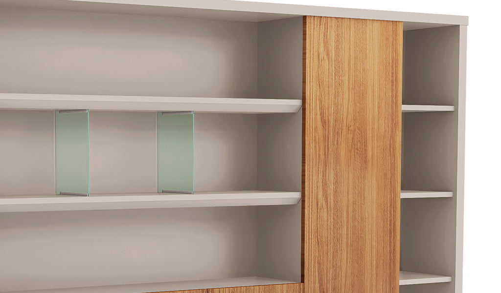 Wooden Office Storage Cabinet with Modern Wooden Design & Security Lock for Corporate Interiors