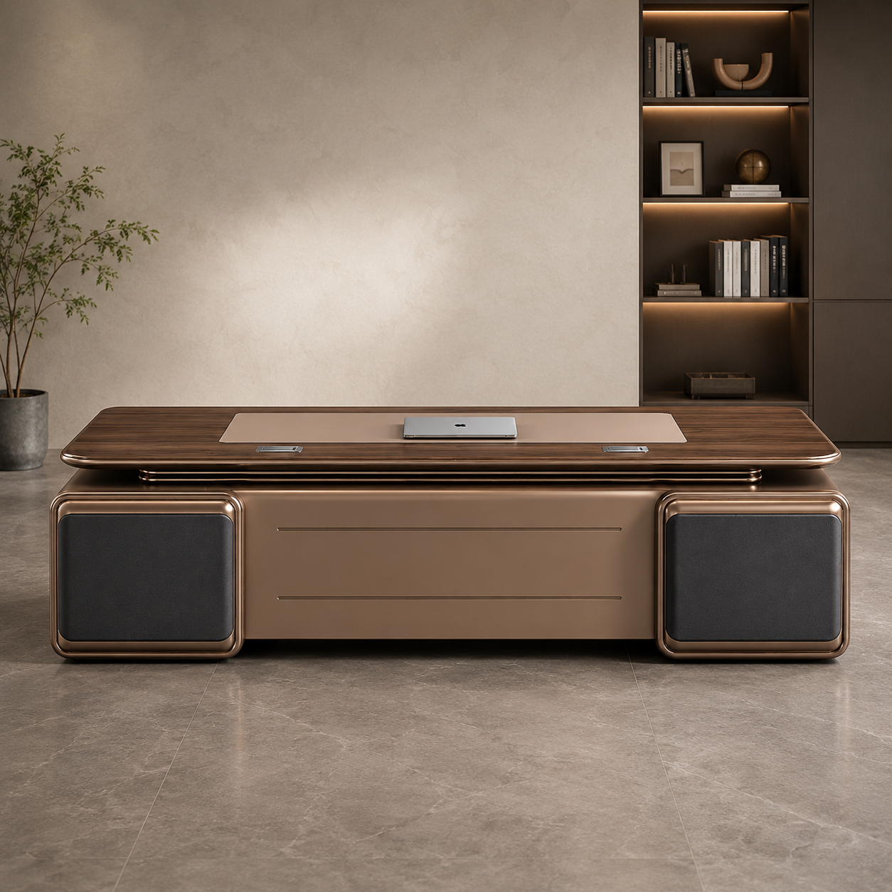 Luxury Executive Director Office Table with Side Organizer Unit | Modern CEO Desk for Corporate Office Cabin and Manager Workspace