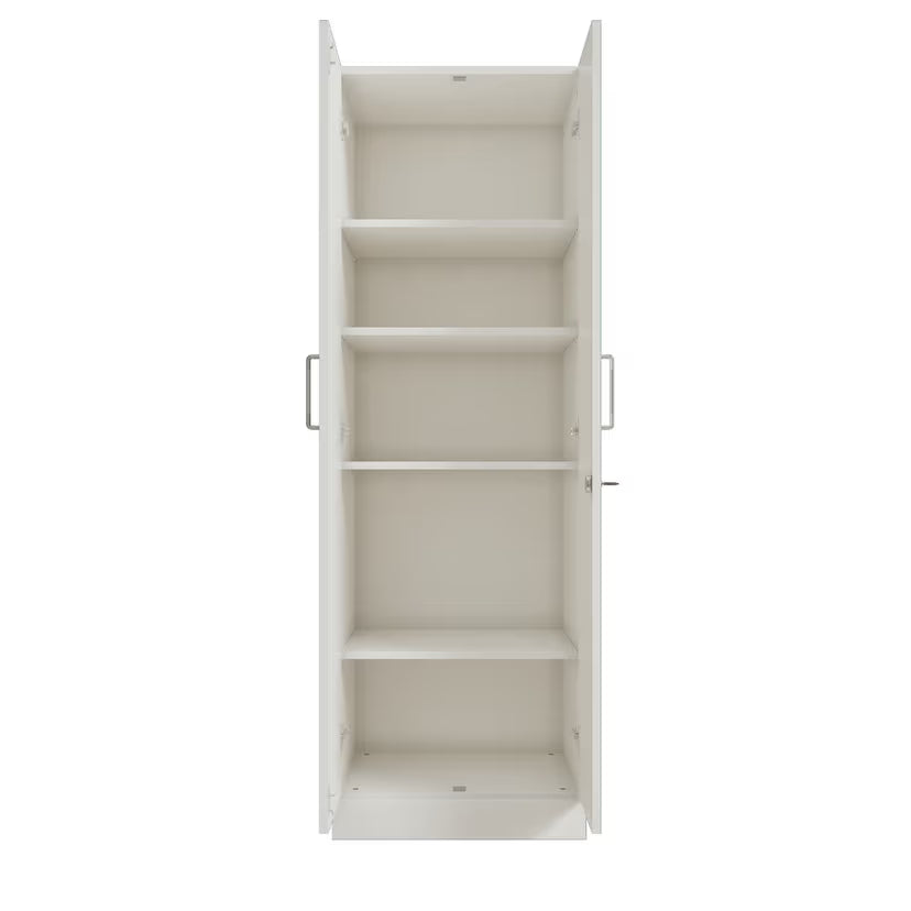 Modern Home &amp; Office Premium Storage Cabinet – Particle Board Construction with Glass Doors, Bookshelf Compartments, and Cupboard Units.