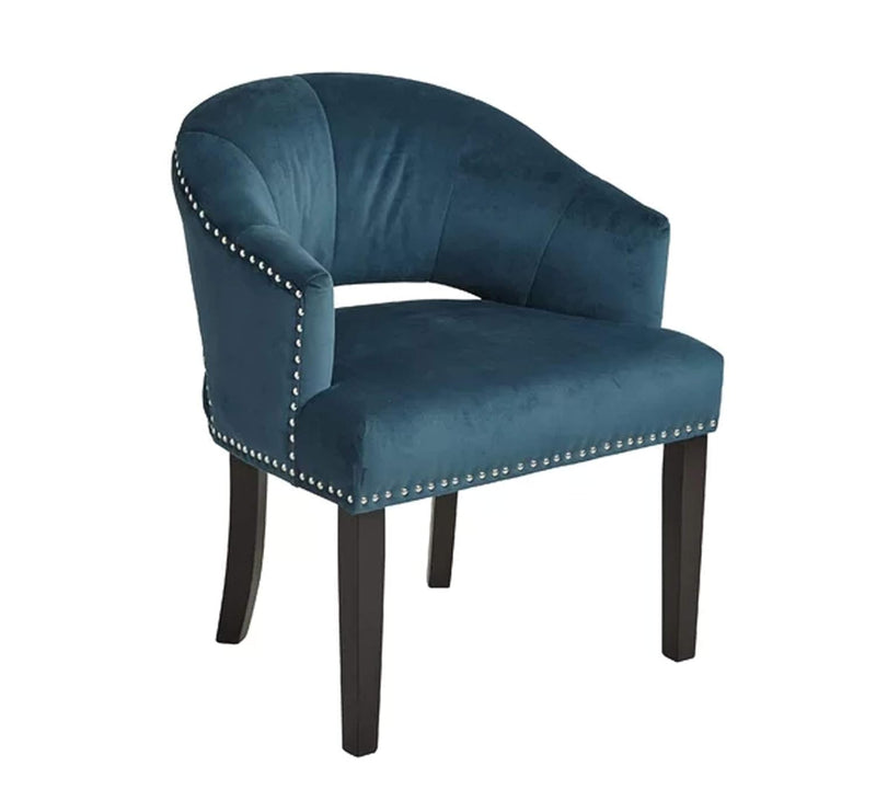 Velvet Lounge Chair with Teak Wood Legs