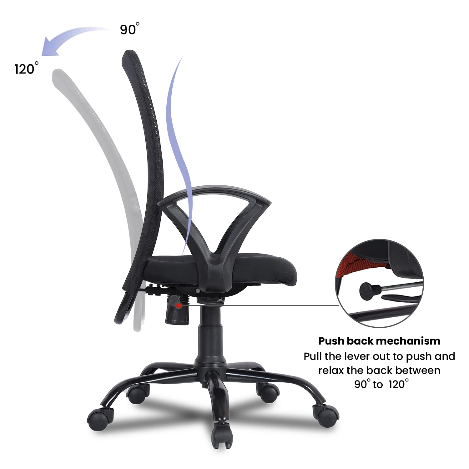 Ergonomic Executive Mesh Chair with Adjustable Height, Breathable Backrest, Cushioned Seat and Durable Metal Base for Office