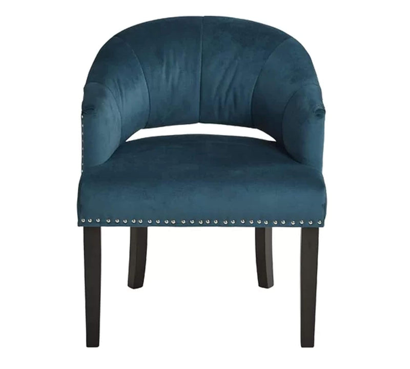 Velvet Lounge Chair with Teak Wood Legs