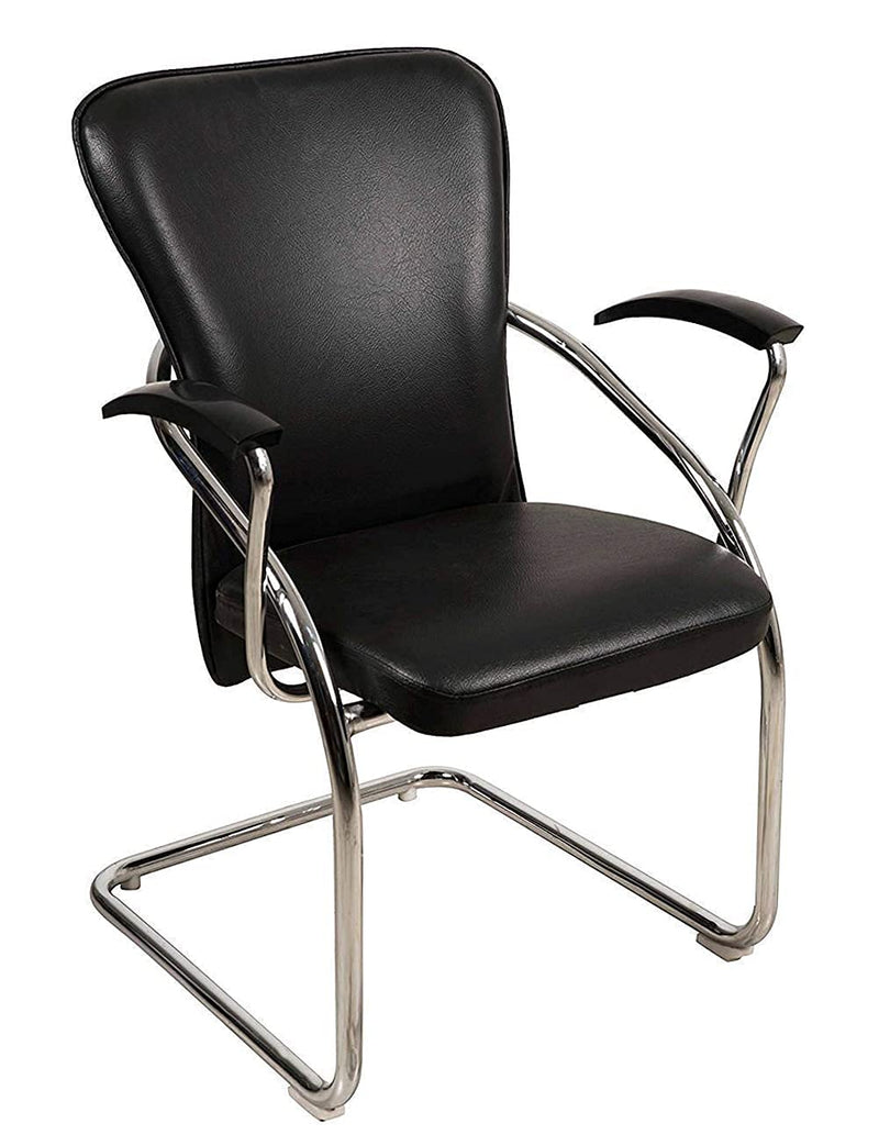 Medium Back Visitor Chair Seat & Back Leatherette with Chrome Base