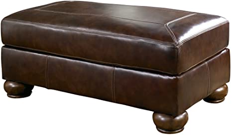 स्टोरेज के साथ लकड़ी के फ्रेम वाला लेदरेट ओटोमन