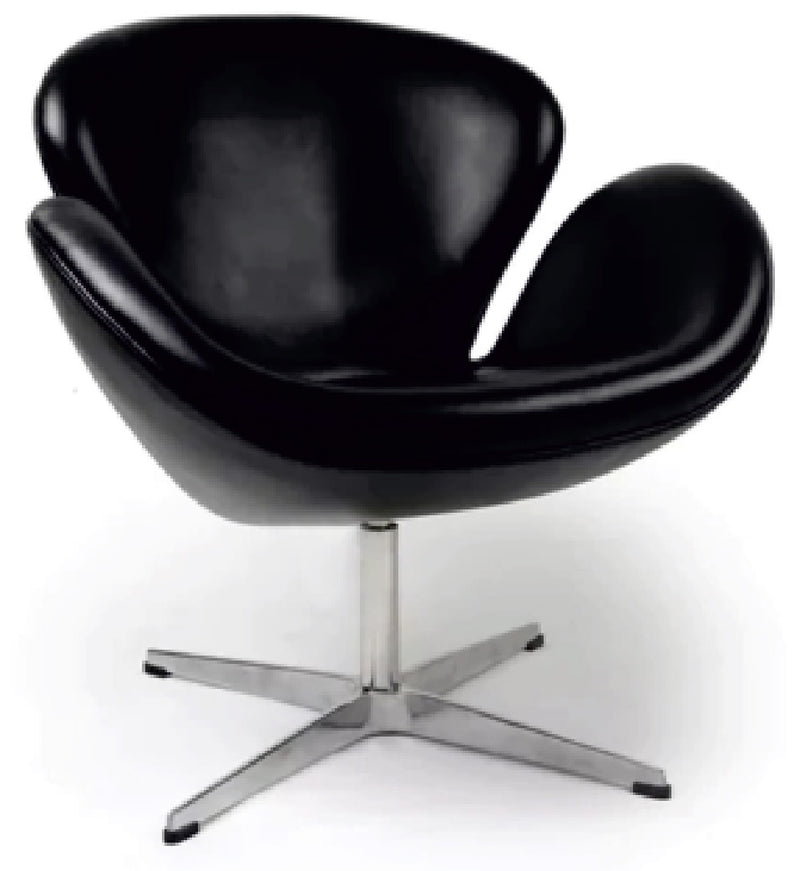Swivel Lounge Chair With Leatherette Seat in Chrome Legs