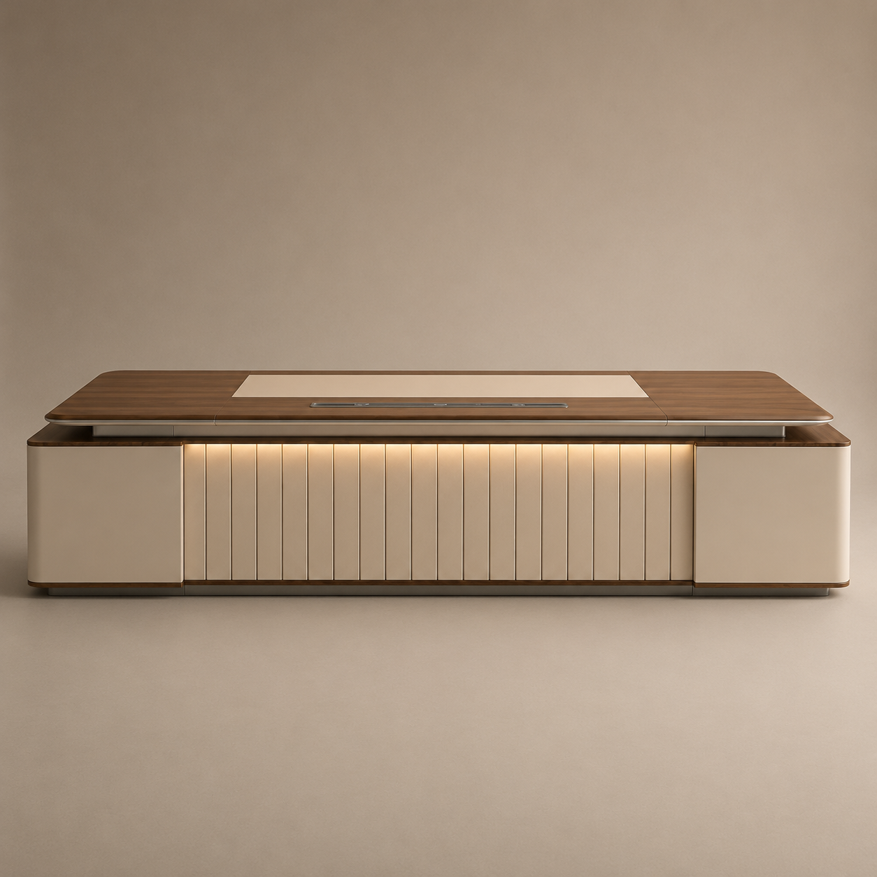Office Desk with Integrated Organizer , Premium Construction, Contemporary Wood Finish for Corporate Workspaces
