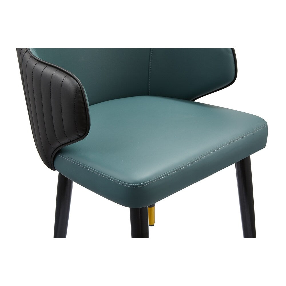 Modern Teal & Black Leatherette Dining Chair - Ergonomic Comfort for Home, Kitchen & Restaurant Furniture