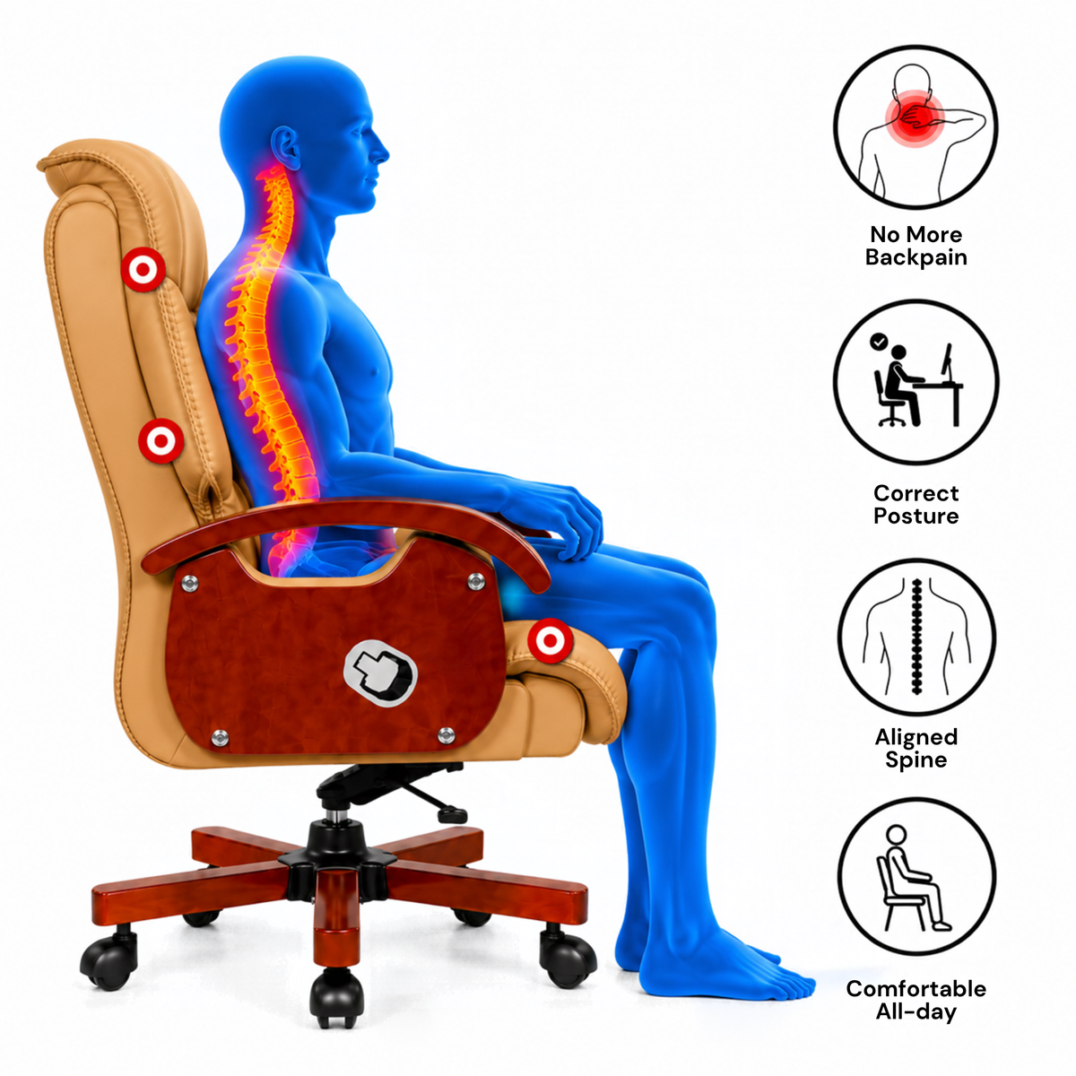 High Back Director Chair for office Modern Design Made in Plyboard with Leatherette & Recliner & Height Adjustable and Revolving Chair