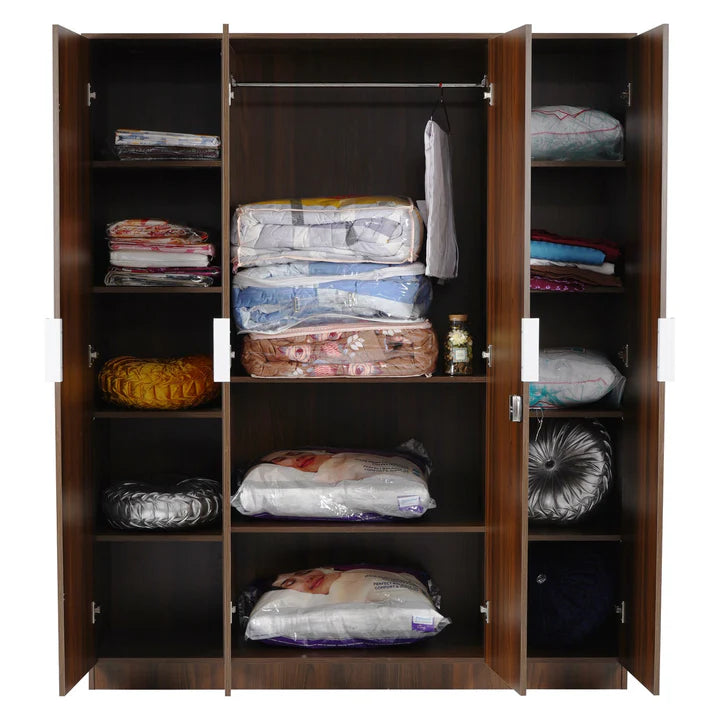 Wardrobe for Bedroom and Sleek Multi-Door Wardrobe with Drawer Storage Ideal for Urban Bedrooms