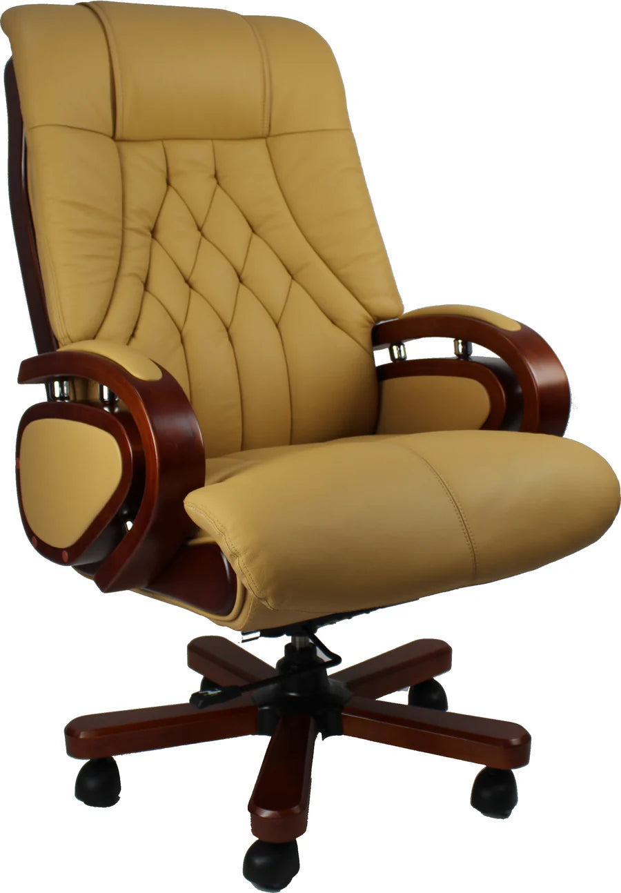 Director Chair for office Premium Leatherette with Wooden and Adjustable Height & Wooden Base and Wooden Polish - Black