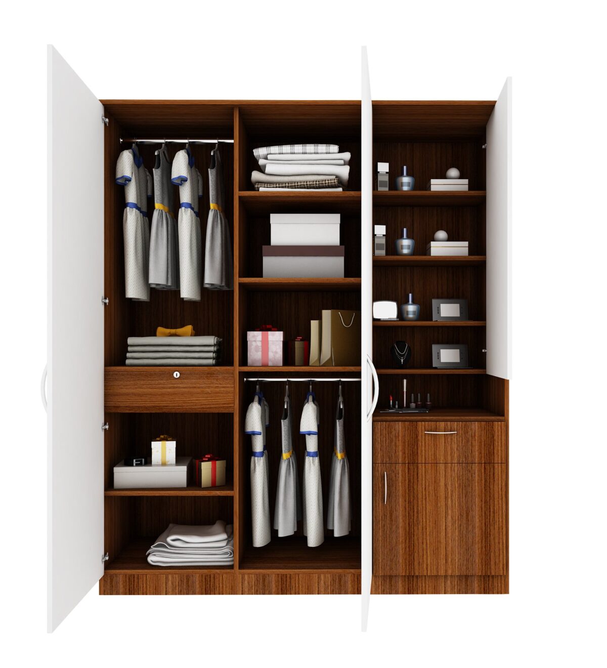 Wardrobe for Bedroom Storage – Two-Door Almirah with Hanging Space and Adjustable Shelves, Sleek Design with Mirror