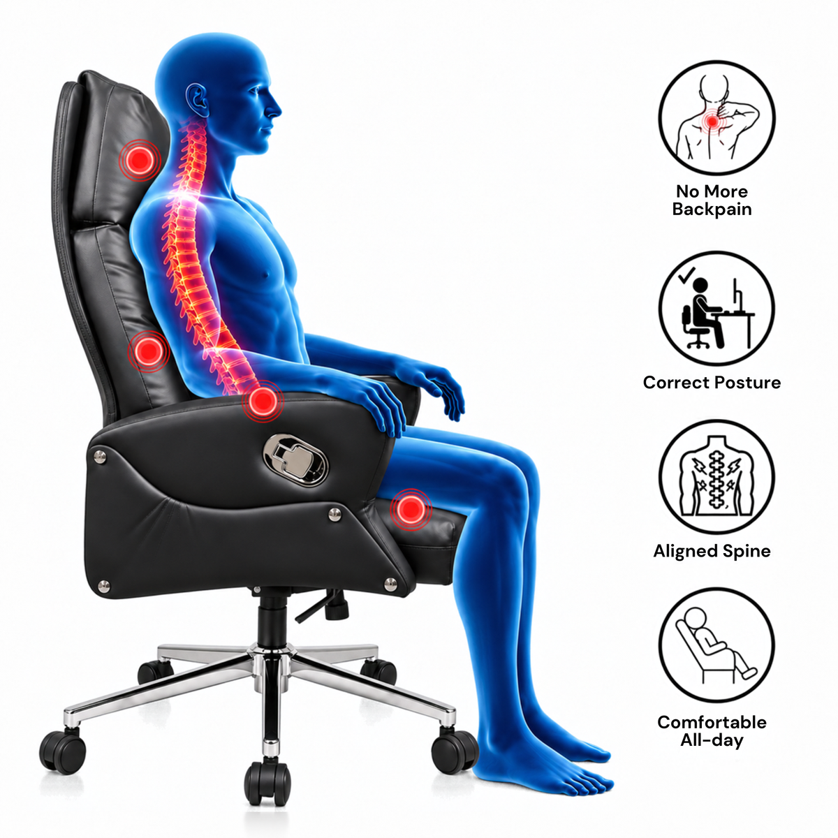 Director and Executive Chair High Back Faux Leather, Comfortable Seat Swivel Chair Revolving and Recliner Chair