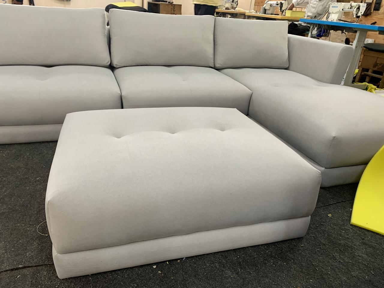 Home and Living Room Luxury Design 3 Seater Sofa made wooden and Upholstery & Metal Legs Base Modern Look in Home Grey