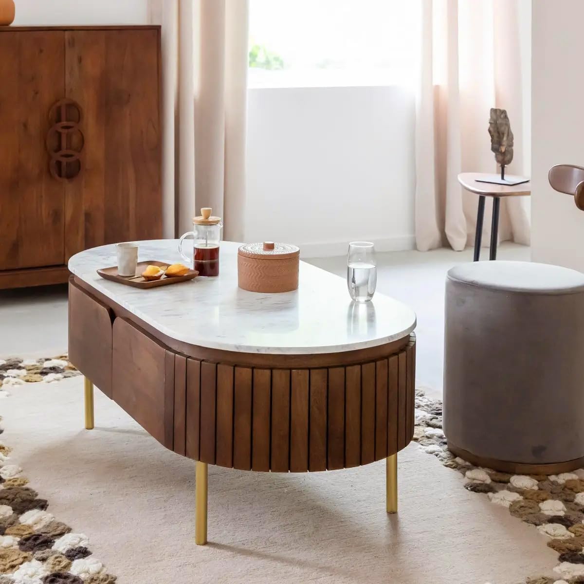 Center Table Featuring Sleek Wooden Frame and Smooth Top, Suitable for Contemporary Living and Lounge Areas