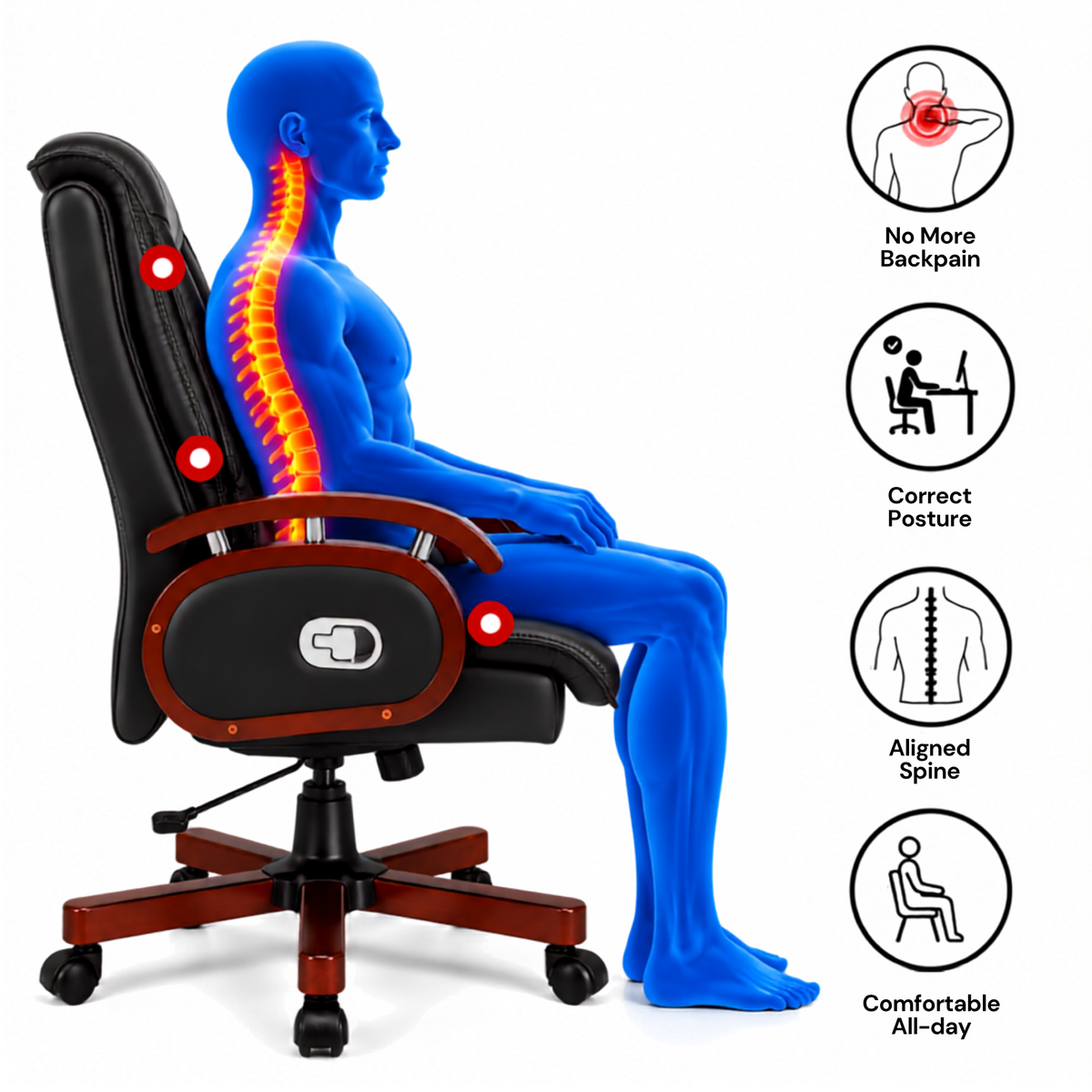 Ergonomic Director Chair: Modern Design, Plyboard & Leatherette, Recliner, Height Adjustable, Fixed Armrest & Revolving for Ultimate Comfort