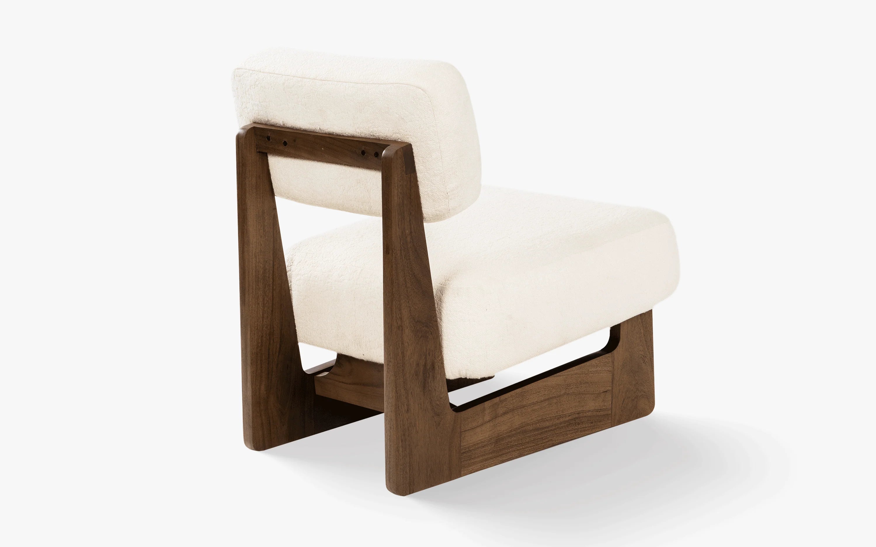Lounge Wooden Chairs Modern and durable Armless Chairs Upholstered in Fabric & For Living Room or Bedroom - Off White