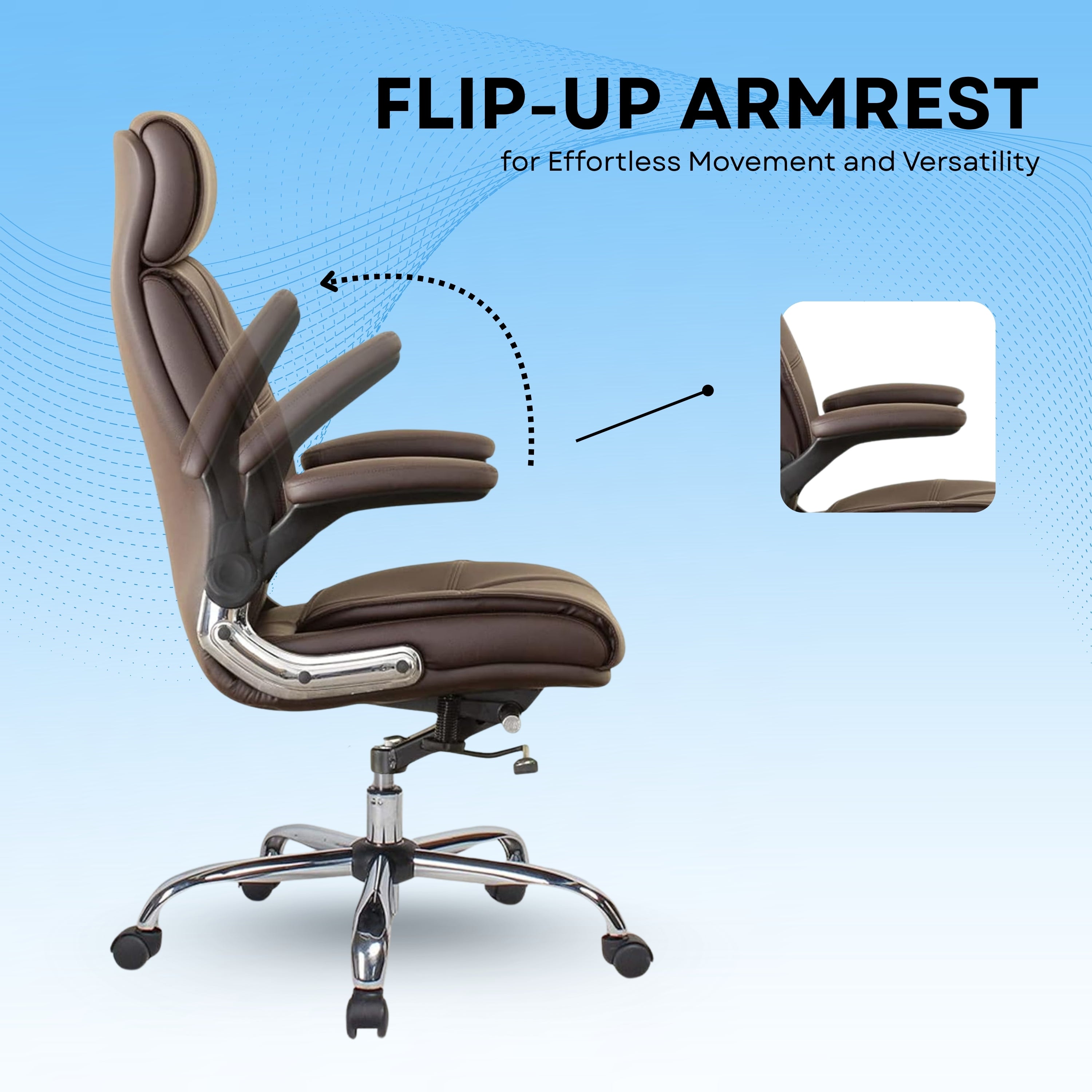 High Back Director Office Chair Ergonomic Leatherette Executive Chair with Adjustable Armrests, Comfortable Revolving Desk Chair for Office