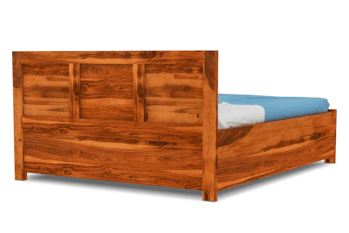 King Size Bed for Home Furniture Made in Wooden with Polish Modern Design and Storage & Hydraulic Lift Mechanism - Brown