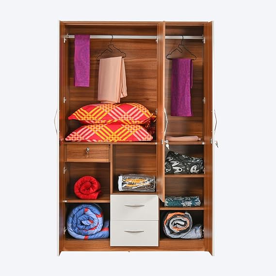 Wardrobe with 3 Doors & 2 Drawer – Engineered Particle Board Finish