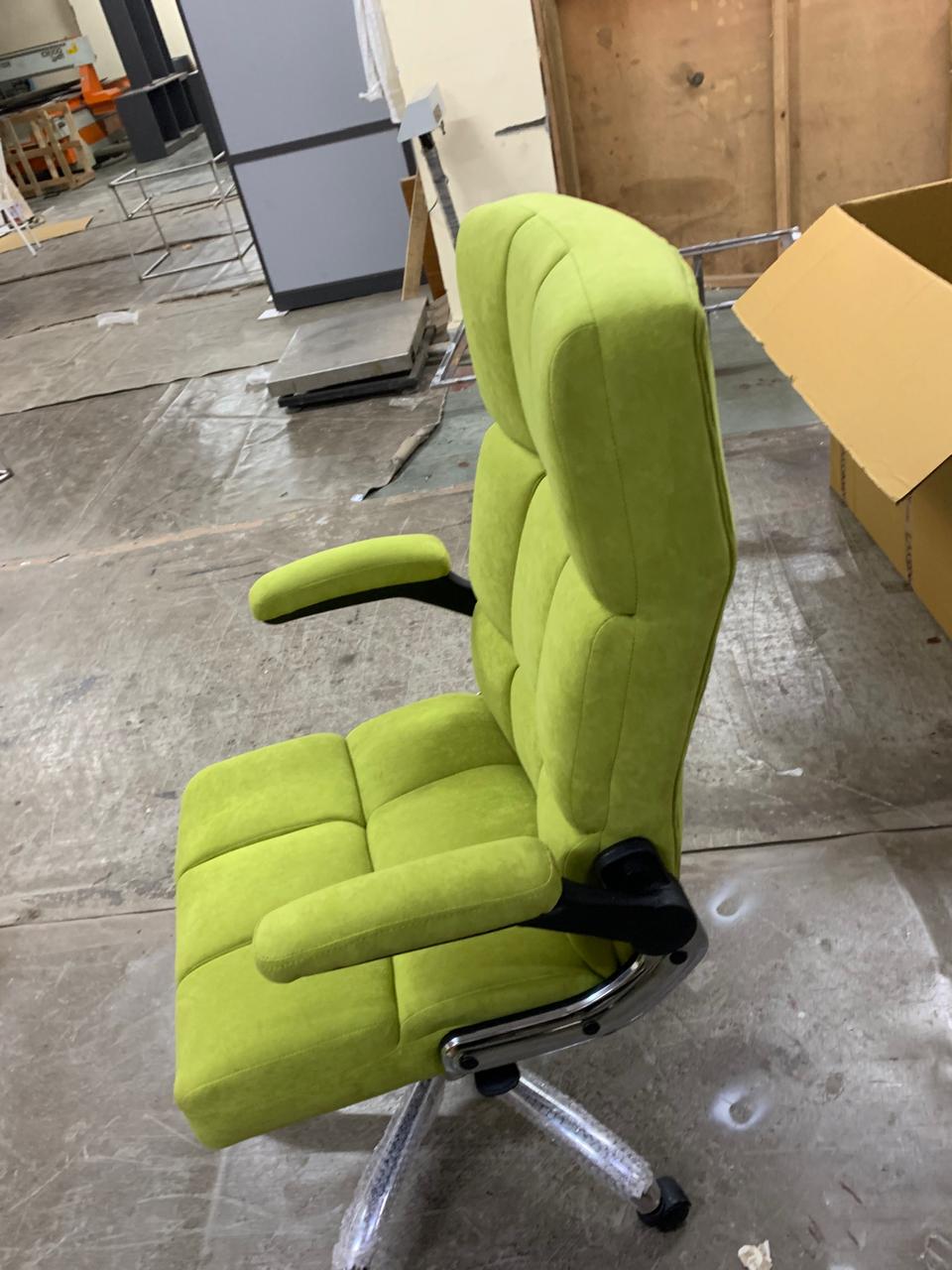 Comfortable Director Chair with Adjustable Armrest Upholstery in Velvet Light Beige (Super Soft)