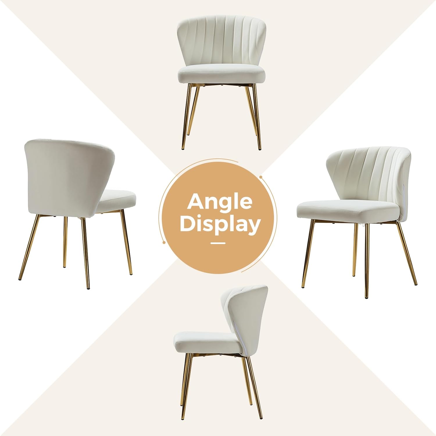 Modern White Velvet Dining Chairs with Gold Legs - Elegant & Comfortable Home Furniture