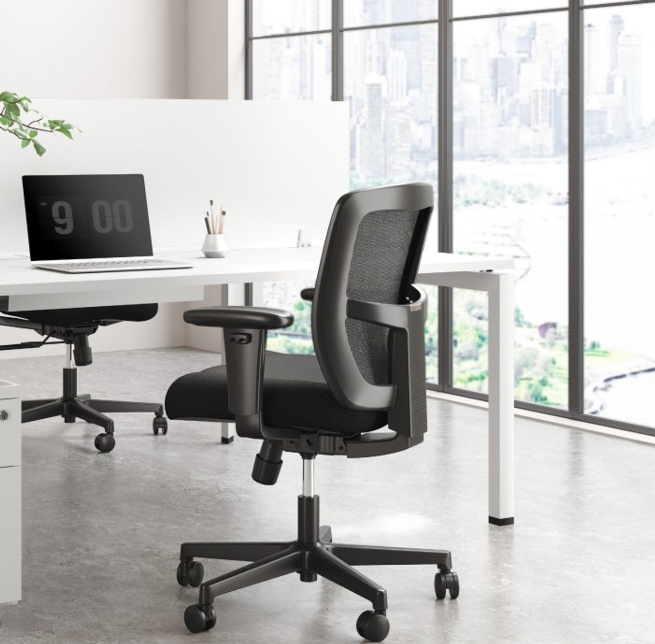 Mesh Office Chair with Adjustable Armrests, Breathable Backrest & Smooth Wheels – Comfortable Black Task Chair for Office & Home