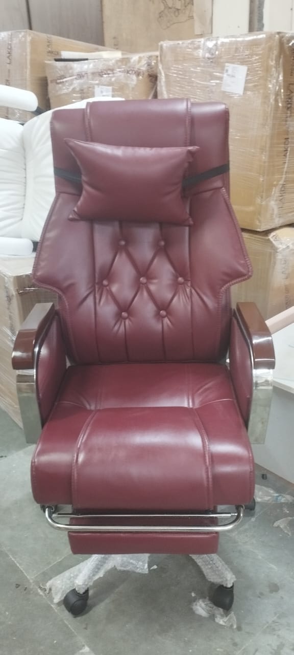 Director & Executive Office Chair Premium Leatherette with Recliner & Footrest and High Back Ergonomic Lumbar Support, Flip-Up Armrests