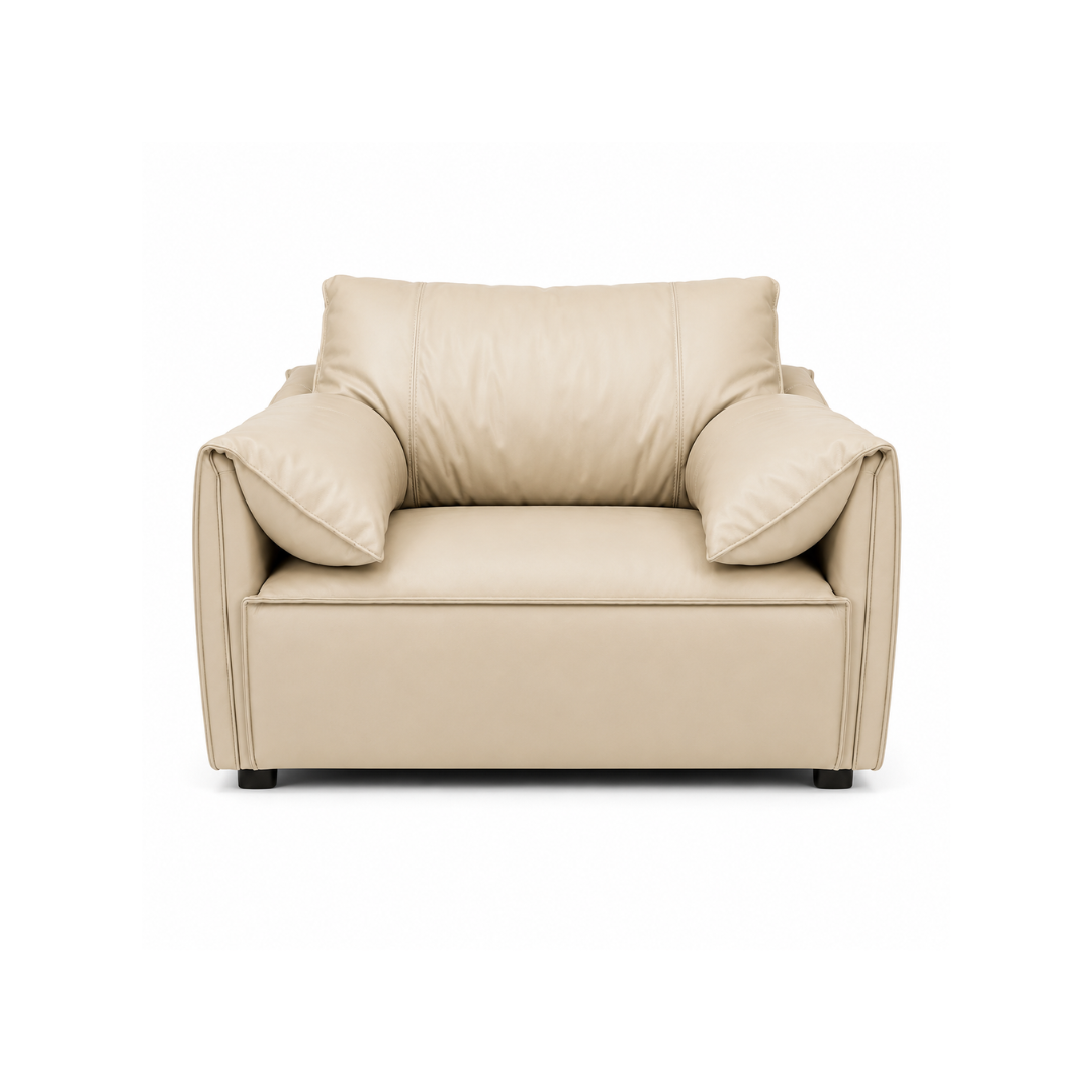 Modern Luxury 1 to 3-Seater Sofa | Premium Upholstered Fabric Sofa with Cushioned Armrests & Deep Seating | Contemporary Living Room Couch | Cream Beige
