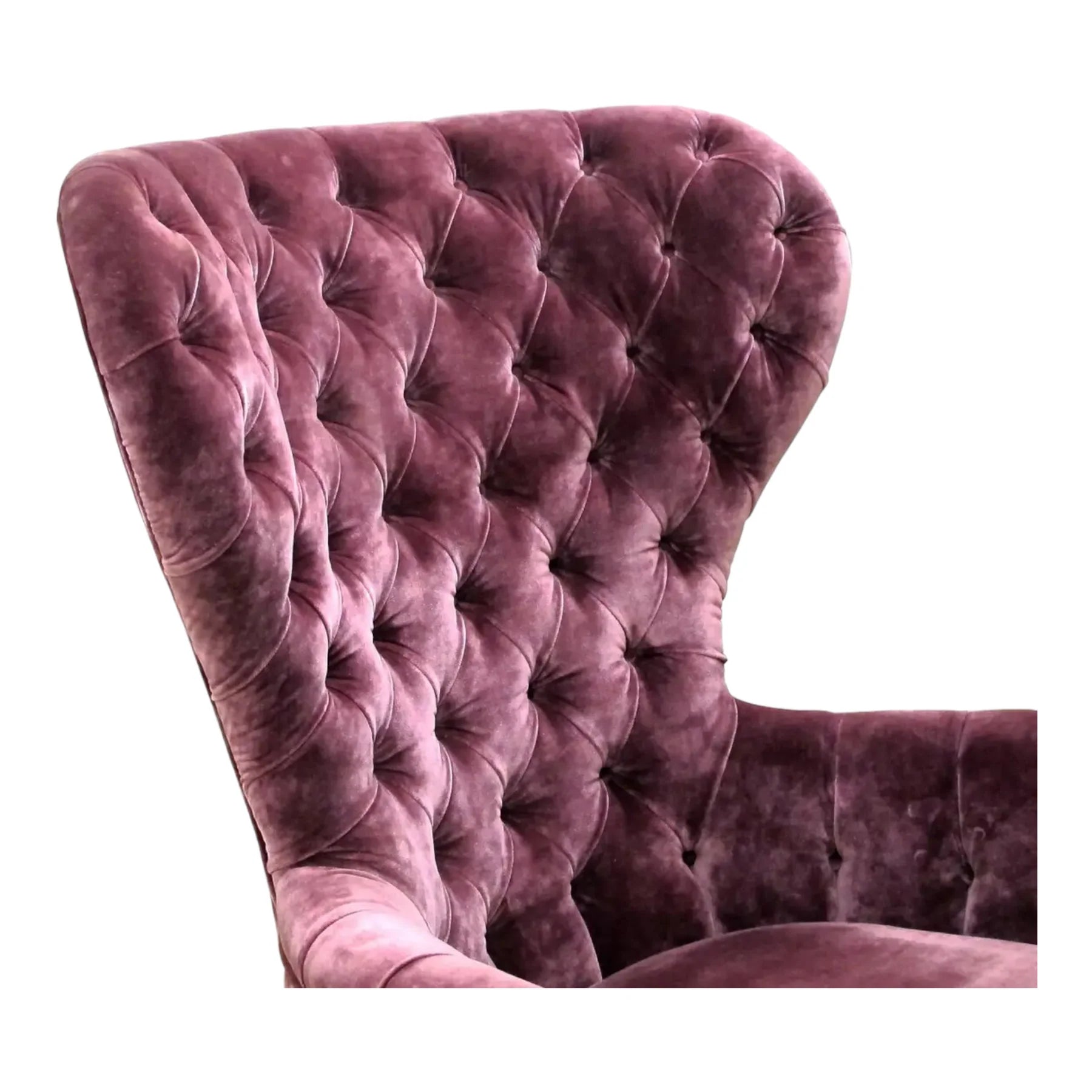 Lounge Chairs for Home Made in High Quality Upholstery Velvet, Durable Luxury Design Wing Chair For Living Room or Bedroom - Purple
