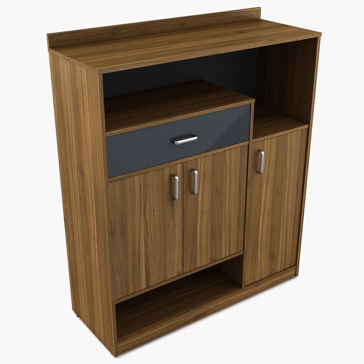 Wooden Shoes Storage Cabinet with Wooden Shelves, Urban Chic Cabinet with Soft Edges & Designer