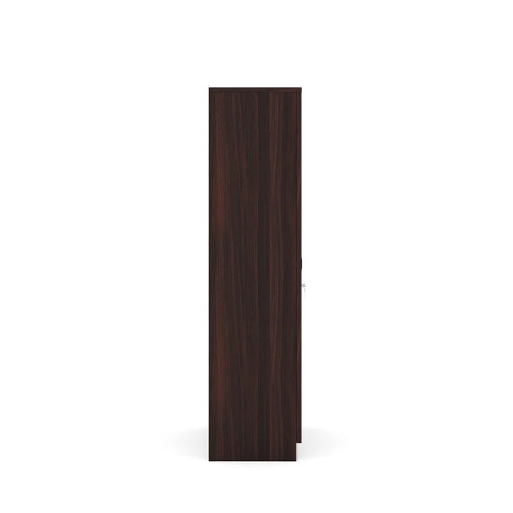 Wooden Wardrobe – 2-Door with Lock Storage Unit in Particle Board Open Shelves