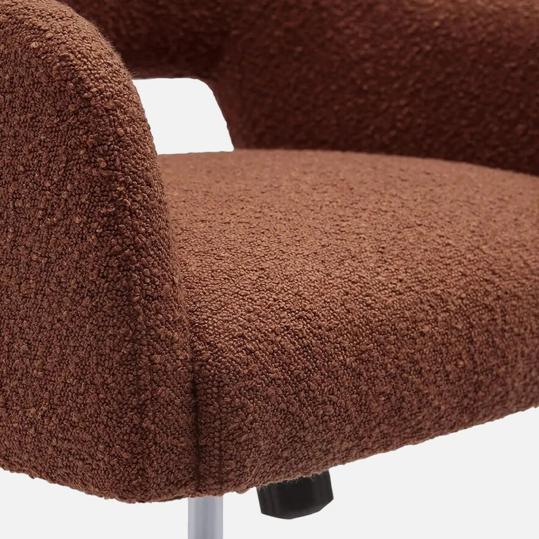 Lounge Mid-Century Upholstered in Woolen Modern Office Vanity Swivel Chair with Wheels Modern and durable-Rust Orange