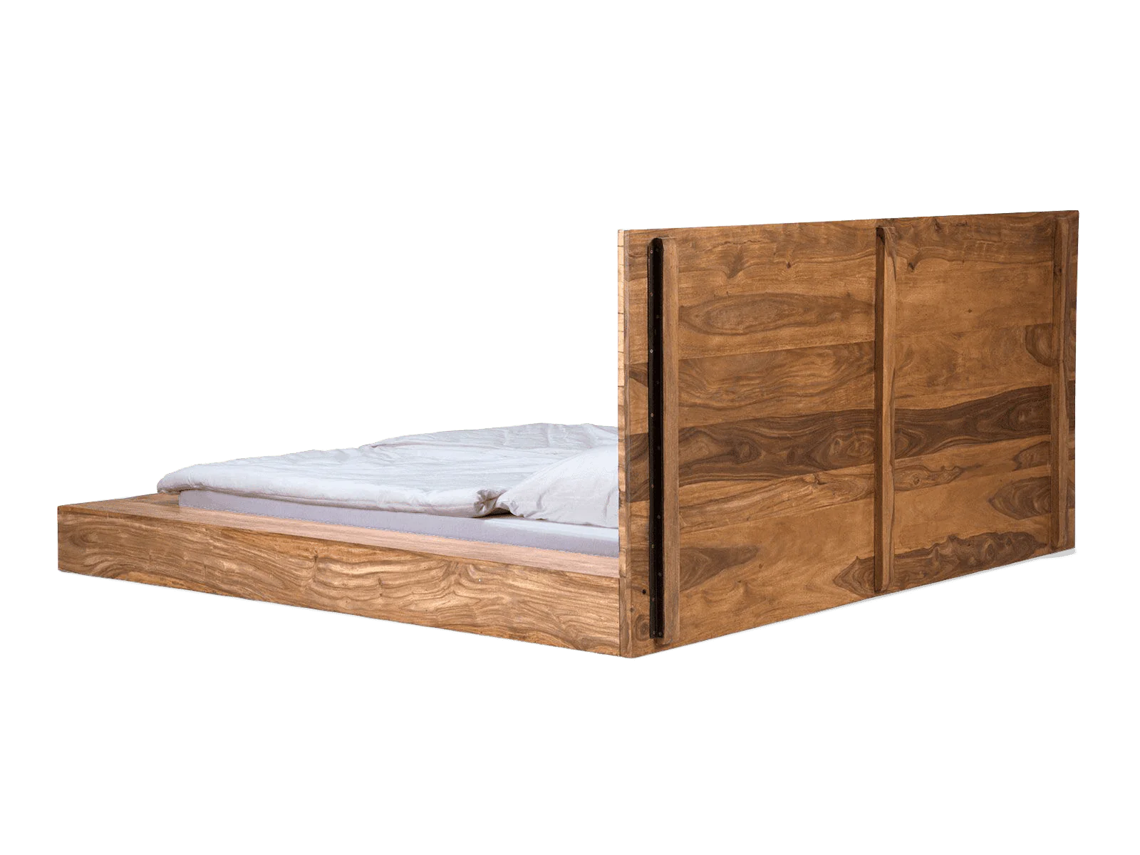 King Size Wooden Bed for Home Luxury Design without Storage High-Quality Solid Wood Frame, Premium Teak Veneer & Melamine Polish Finish