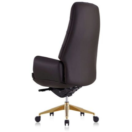 Luxury High Back Office Director & Executive Chair with PU Leatherette & Swivel Base and Metal Base With Gold Powder Coating
