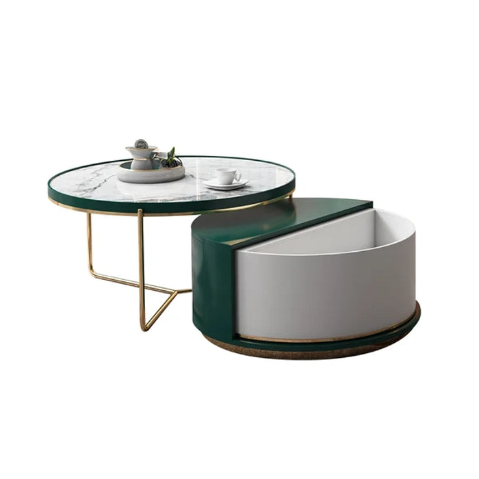 Center Table Designed with Sleek Golden Legs and Wooden Surface Blending Modernity with Timeless Style