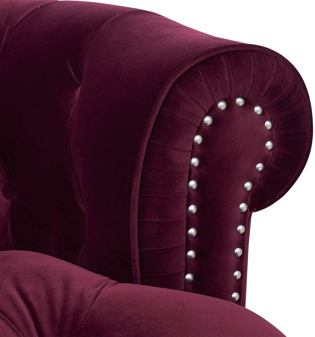 Chesterfield 3 Seater Sofa, Couch, Modern Design Upholstery Velvet Tufted With Arm Rest For Living Room, Bedroom, Guestroom, Office (Purple)