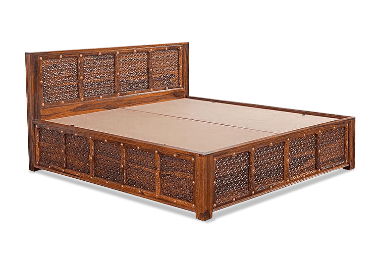 King Size Wooden Bed Luxury Design with Hydraulic Storage High-Quality Solid Wood Frame with Melamine Polish Finish