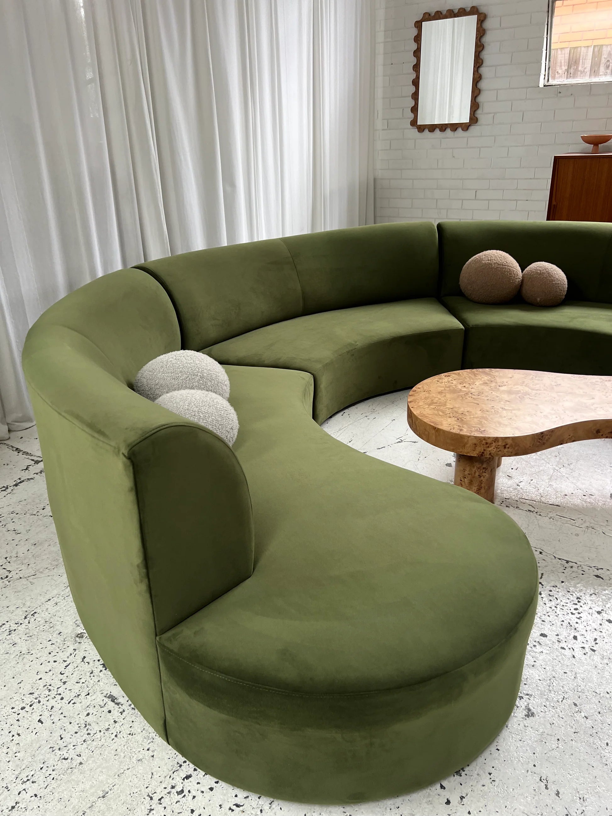 C Shape Office Sofa for Office Environment with premium Velvet Upholstery and comfortable Seating.