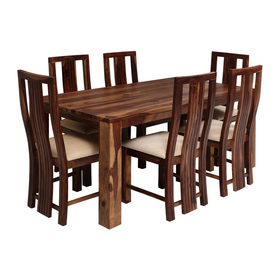 6 Dining Chair with Dining Table Wooden Frame Base -